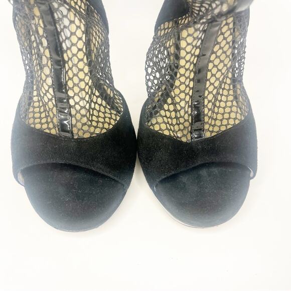 Jimmy Choo Callie Black Mesh Bow Sandals - Picture 6 of 12